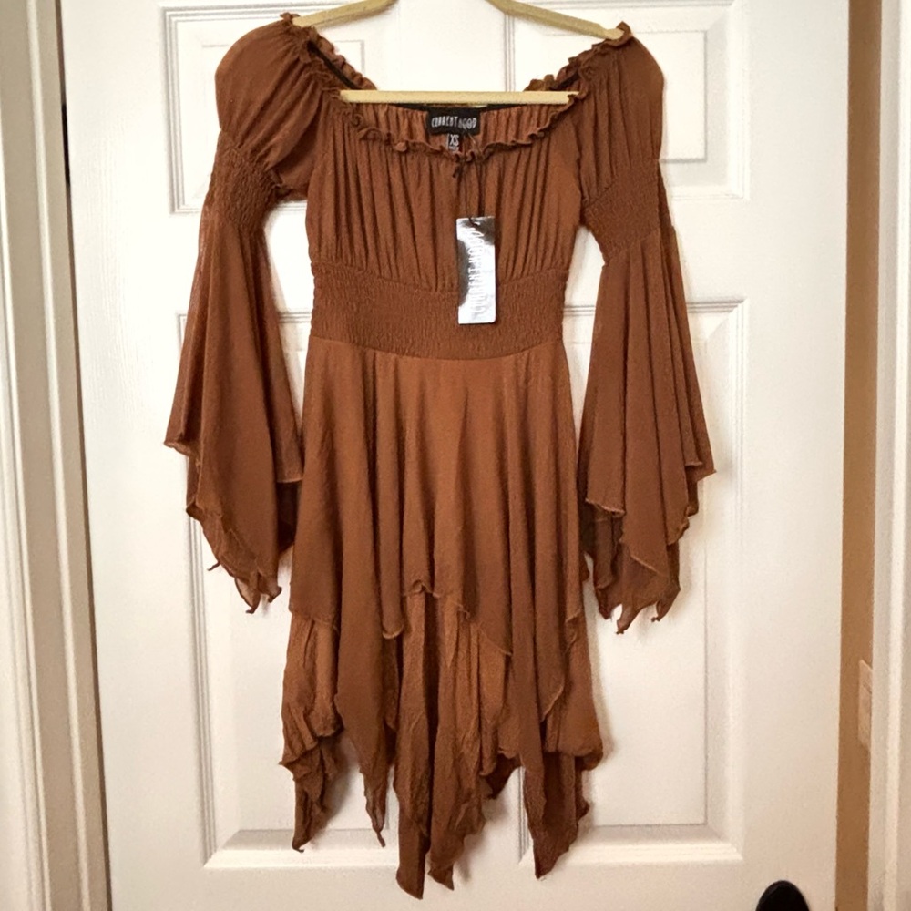NWT Dolls Kill MUSICAL ODYSSEY MINI DRESS - BROWN CURRENT MOOD XS - Picture 13 of 15